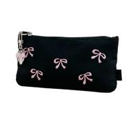 Pencil Case for Classroom Use, Black Fabric Pen Pouch, Soft Stationery Organizer, School Desk Storage Stationery Pouch Study Supply Case Pen Holder Writing Tool Organizer Homework Desk Storage Fabric
