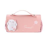 Pencil Case for Girls, Cute Cat Pencil Case with Big Capacity, Large Pencil Pouch Pencil Pen Bag with Multi Compartments for School Girls Boys Teen Storage Organizer, Makeup Bag, Stress Release (Pink)