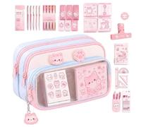 Pencil Case for Girls Large Aesthetic Stationery Bag with Lots | Cat School Supplies with Pen Bag for Cosmetics Classroom College Travel Atelier Study