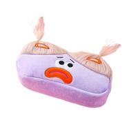 Pencil Case for School, Large Capacity Pencil Case,Large Capacity Creative Long Hair Doll Cartoon Pencil Case | Colorful Creative Long Hair, purple, Consulte la descripción, See description
