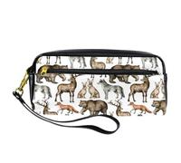 Pencil Case, Forest Animals Bear Deer Wolf Fox Hare Pen Bag Pouch PU Leather Stationery Pouch with Zipper for Boys Girls School & Office Supplies