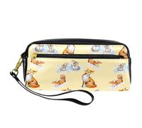 Pencil Case, Foxes Squirrels and Little Bunny Pen Bag Pouch PU Leather Stationery Pouch with Zipper for Boys Girls School & Office Supplies