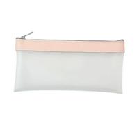 Pencil Case Frosted Transparent Zippered Home Office Storage Stationery Bag-Pink-A