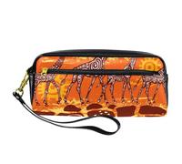 Pencil Case, Giraffes and Skin Texture Pattern Pen Bag Pouch PU Leather Stationery Pouch with Zipper for Boys Girls School & Office Supplies