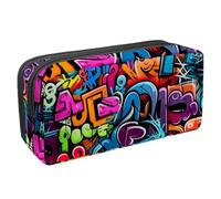 Pencil Case, Graffiti Letters Pencil Pouch with Zipper, Waterproof Pen Bag Office Supplies Stationery Organizer for Teens Girls Adults Student
