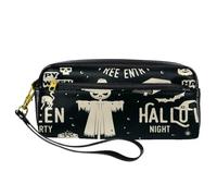 Pencil Case, Halloween Magic Book Crow Grave Pen Bag Pouch PU Leather Stationery Pouch with Zipper for Boys Girls School & Office Supplies