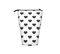 Pencil Case Heart Beat On White Telescopic Pencil Bag with Zipper Cosmetics Pouch Large Capacity Stand Pencil Holder, for Teen, Girls, Boys