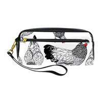 Pencil Case, Hens Pecking on The Ground Pen Bag Pouch PU Leather Stationery Pouch with Zipper for Boys Girls School & Office Supplies