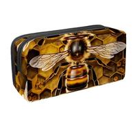 Pencil Case, Hive Bee Pencil Pouch with Zipper, Waterproof Pen Bag Office Supplies Stationery Organizer for Teens Girls Adults Student
