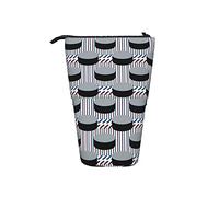 Pencil Case Hockey Puck Polka Dots Stricks Stripes Stand Pencil Holder Print Pen Case with Zipper Makeup Bag, for Adults, Girls, College