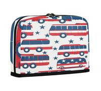 Pencil Case Holder Large Capacity Make Up Bag Multifunctional Desk Organizer for Man School Flag Elements Bus 4th Of July Independence Day