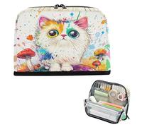 Pencil Case Holder Large Capacity Pen Cases High Capacity Stationery Organizer for Girls Office Chic Cute Cat Dripping Paint