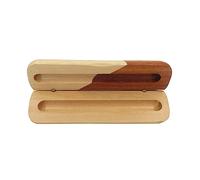 Pencil Case Holder Single Pen Presentation Case with Lid Wooden Stationery Storage Organiser for Business Office School