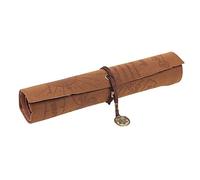 Pencil Case Holder Treasure Map Pattern Pencil Case Bag PU Leather Roll Up Style Cosmetic Makeup Pouch Devil Coin Stylish and PopularDurability