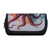 Pencil Case Large Capacity Abstract Colorful Octopus Pencil Pouch for Men Aesthetic Pen Bag Office Tool Organizer