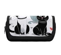 Pencil Case Large Capacity Black And White Cats Pencil Pouch for Men Aesthetic Pen Bag Office Tool Organizer