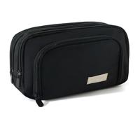 Pencil Case Large Capacity Black Pencil Pouch with 3 Compartments Soft Pen Case with Zipper for Office College School Girl Boy Men Women