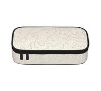 Pencil Case Large Capacity for Girls Boys Adults Women Organizer School Topographic Map Patterns Print Double Layer Pencil Box Pencil Bag Pencil Pouch with Zipper