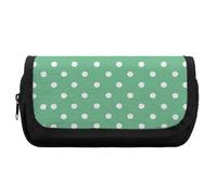 Pencil Case Large Capacity Green Polka Dots Pencil Pouch for Men Aesthetic Pen Bag Office Tool Organizer