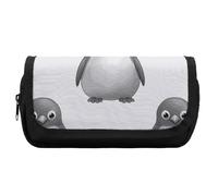 Pencil Case Large Capacity Grey Penguin Pencil Pouch for Men Aesthetic Pen Bag Office Tool Organizer