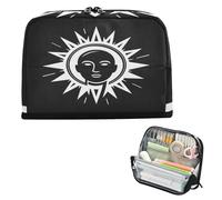 Pencil Case Large Capacity Pen Cases Soft Coin for Teens Travel Sun Black and White cartucheras para mujer