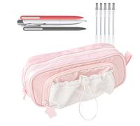 Pencil Case Large Capacity,Pen Holder Organizer Storage Bag | Pens Storage Container Writing Tool Bag Suitable For Local Art Teen Kindergarten Crafts Office College Girl Travel Children, pink