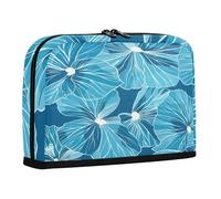 Pencil Case Large Capacity Pen Pencil Case Expandable Multi-Purpose Bag for Adults Travel Bold Line Leaf Geranium Cyan