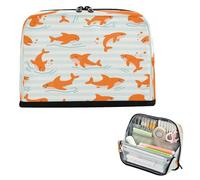 Pencil Case Large Capacity Pen Pencil Case Soft Multi-Purpose Bag for Adults High School Supplies Ocean Animal Fish Shark Orange Stripe bolsa de maquillaje para mujer