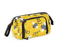 Pencil Case Large Capacity Pencil Case School Multifunctional Pencil Cases For Adults for Kids Middle School Cartoon Doodle Cute Bees Happy Good Luck