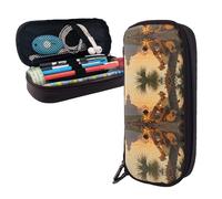 Pencil Case Large Capacity Pencil Pouch Aesthetic Pen Bag Office Stationery Organizer Leather Pen Holder South Carolina Palmetto Trees Cowpoke Makeup Bags Pencil Case Box for Men Women Work Office