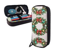 Pencil Case Large Capacity Pencil Pouch Aesthetic Pen Bag Office Stationery Organizer Leather Pen Holder christmas wreath of evergreen branches Makeup Bags Pencil Case Box for Men Women Work Office