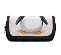 Pencil Case Large Capacity Penguin Wearing Flowers Pencil Pouch for Men Aesthetic Pen Bag Office Tool Organizer