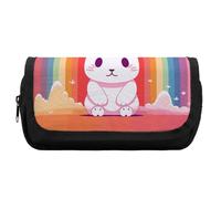 Pencil Case Large Capacity Rabbit And Rainbow Pencil Pouch for Men Aesthetic Pen Bag Office Tool Organizer