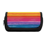 Pencil Case Large Capacity Rainbow Colored Striped Pencil Pouch for Men Aesthetic Pen Bag Office Tool Organizer