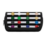 Pencil Case Large Capacity Rainbow Polka Dot Stripe Black And White Pencil Pouch for Men Aesthetic Pen Bag Office Tool Organizer