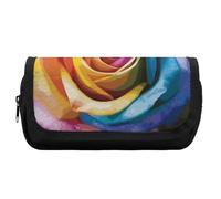 Pencil Case Large Capacity Rainbow Rose Flower Pencil Pouch for Men Aesthetic Pen Bag Office Tool Organizer