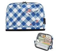 Pencil Case Large Capacity Slim Pencil Case Organizer for Women Middle School Cobalt Check Revolutionary War