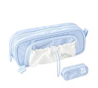 Pencil Case,Large Capacity Waterproof Counting Stars PencilCase,Cute Aesthetic Pouch Holder Drawstring Pen Case (Blue)