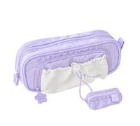 Pencil Case,Large Capacity Waterproof Counting Stars PencilCase,Cute Aesthetic Pouch Holder Drawstring Pen Case (Purple)