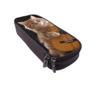 Pencil Case Large Pencil Pouch Cat Playing The Guitar Pencil Bag for Office Small Zipper Pouch for Pencils