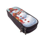 Pencil Case Large Pencil Pouch Merry Christmas Snow Man and Birds Pencil Bag for Office Small Zipper Pouch for Pencils