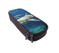 Pencil Case Large Pencil Pouch Two White Sharks Pencil Bag for Office Small Zipper Pouch for Pencils