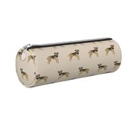 Pencil Case Leather Cosmetic Pouch Bag Portable Pencil Pouch with Silver Zipper,Border Terrier Dog Dogs Border Terriers Tan