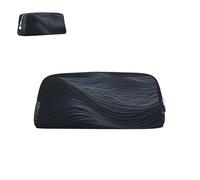 Pencil Case Leather Deep Black Waves with Zipper Portable Aesthetic Pen Pouch Waterproof Cute Pen Bag for Office