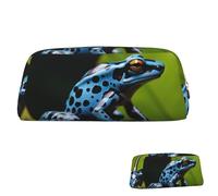 Pencil Case Leather Pen Bags Travel Makeup Bag Dart Frog Blue Toiletry Bag Portable Cosmetic Bags Coin Purse, Gold, One size