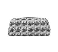 Pencil Case Leather Pencil Pouch Black and White Octopus and Ship Pencil Bags Large Capacity Pencil Organizer with Zipper Portable Travel Makeup Bag Desktop Stationery Organizer for Women Men