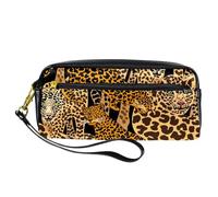 Pencil Case, Leopards and Jaguar Spots Pen Bag Pouch PU Leather Stationery Pouch with Zipper for Boys Girls School & Office Supplies