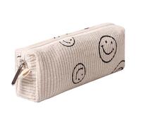 Pencil Case Lightweight Aesthetic Pen Case Office College School Storage Bag Pouch Holder Box Organizer Makeup Pouch Cosmetic Bag for Girls Boys Kids (Smile-Beige)