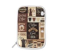 Pencil Case Modern Poster Coffee Topics, Holder Pencil Bag Retro Zipper Stationery Travel Pouch Bag Organizer Cosmetic Pen Bag for School Girls Boys