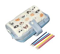 Pencil Case | Mono Pencil Organizer with Zipper - Multifunctional Organizer with Ruler for Writing Painting Travel, blue, Consulte la descripción, See description